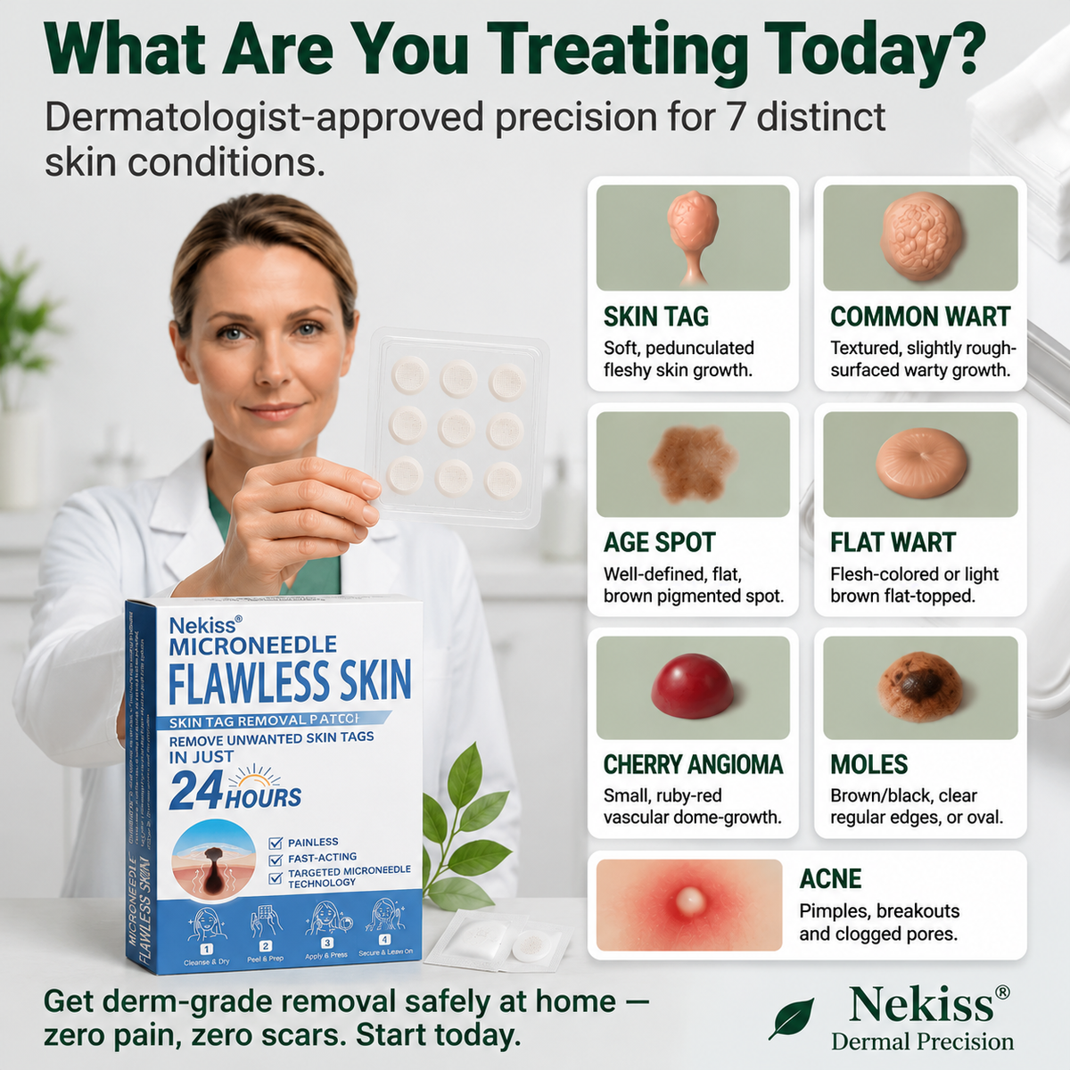 🏅👩🏻‍⚕️ 𝐎𝐟𝐟𝐢𝐜𝐢𝐚𝐥 𝐒𝐭𝐨𝐫𝐞 | 𝑵𝐞𝒌𝐢𝐬𝐬® 🌿 𝐁𝐨𝐭𝐚𝐧𝐢𝐜𝐚𝐥 𝐌𝐢𝐜𝐫𝐨𝐧𝐞𝐞𝐝𝐥𝐞 𝐇𝐲𝐝𝐫𝐨𝐜𝐨𝐥𝐥𝐨𝐢𝐝 𝐏𝐚𝐭𝐜𝐡 (𝐅𝐨𝐫 𝐒𝐤𝐢𝐧 𝐓𝐚𝐠𝐬, 𝐒𝐦𝐚𝐥𝐥 𝐒𝐤𝐢𝐧 𝐆𝐫𝐨𝐰𝐭𝐡𝐬, 𝐖𝐚𝐫𝐭𝐬, 𝐌𝐨𝐥𝐞𝐬, 𝐀𝐠𝐞 𝐒𝐩𝐨𝐭𝐬 & 𝐏𝐢𝐠𝐦𝐞𝐧𝐭𝐚𝐭𝐢𝐨𝐧 𝐂𝐨𝐧𝐜𝐞𝐫𝐧𝐬)